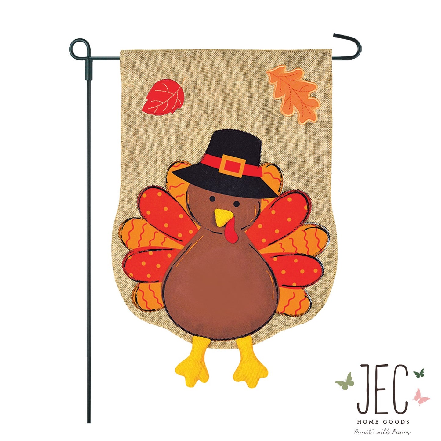 Turkey Monogram Burlap 2-Sided Garden Flag 12.5x18"