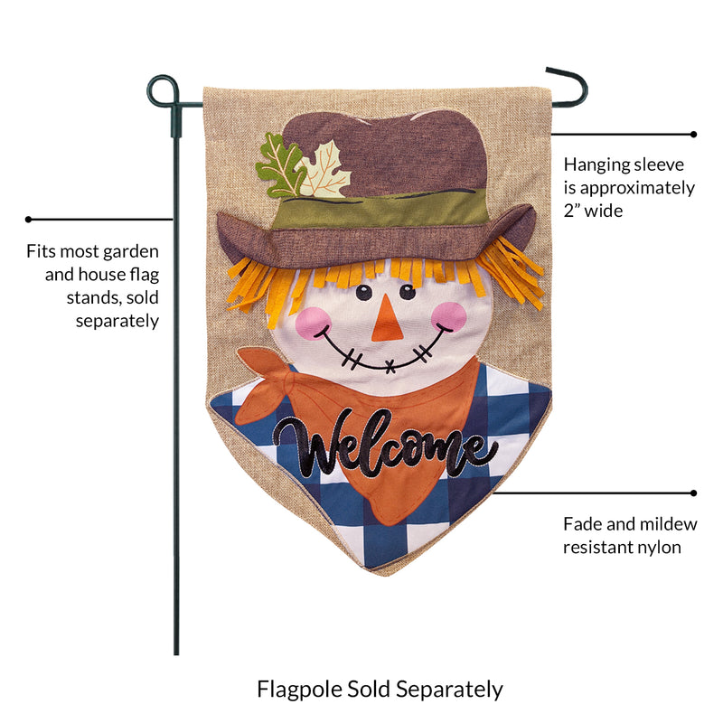 Scarecrow Burlap 2-Sided Garden Flag 12.5x18"