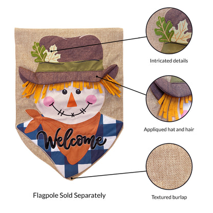 Scarecrow Burlap 2-Sided Garden Flag 12.5x18"