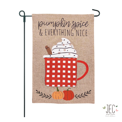 Pumpkin Spice Nice Burlap 2-Sided Garden Flag 12.5x18"