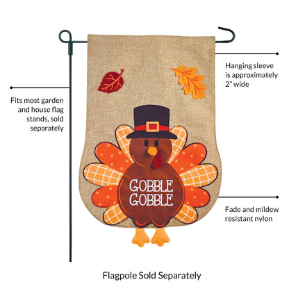 Turkey Burlap 2-Sided Garden Flag 12.5x18"