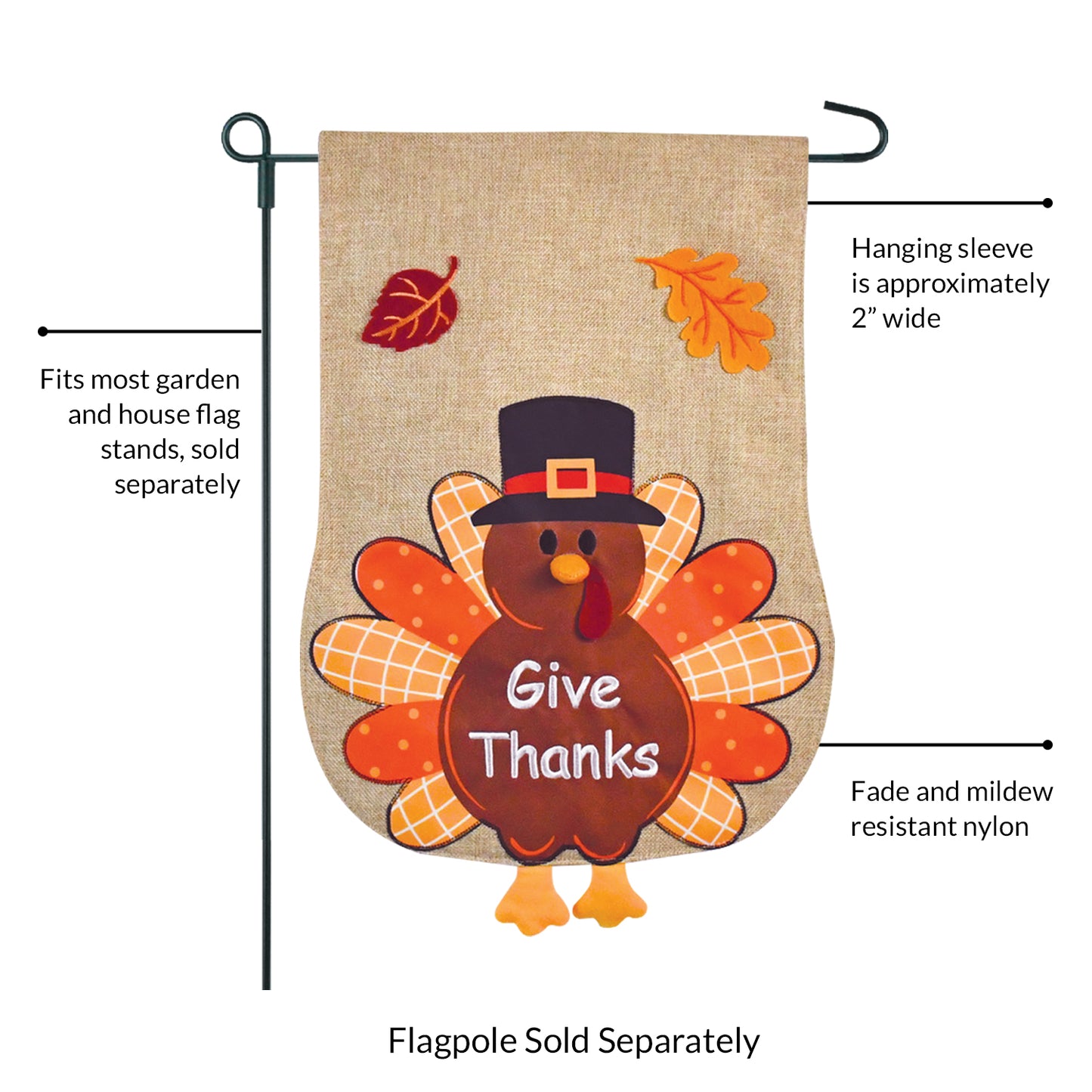 Turkey Burlap 2-Sided Garden Flag 12.5x18"