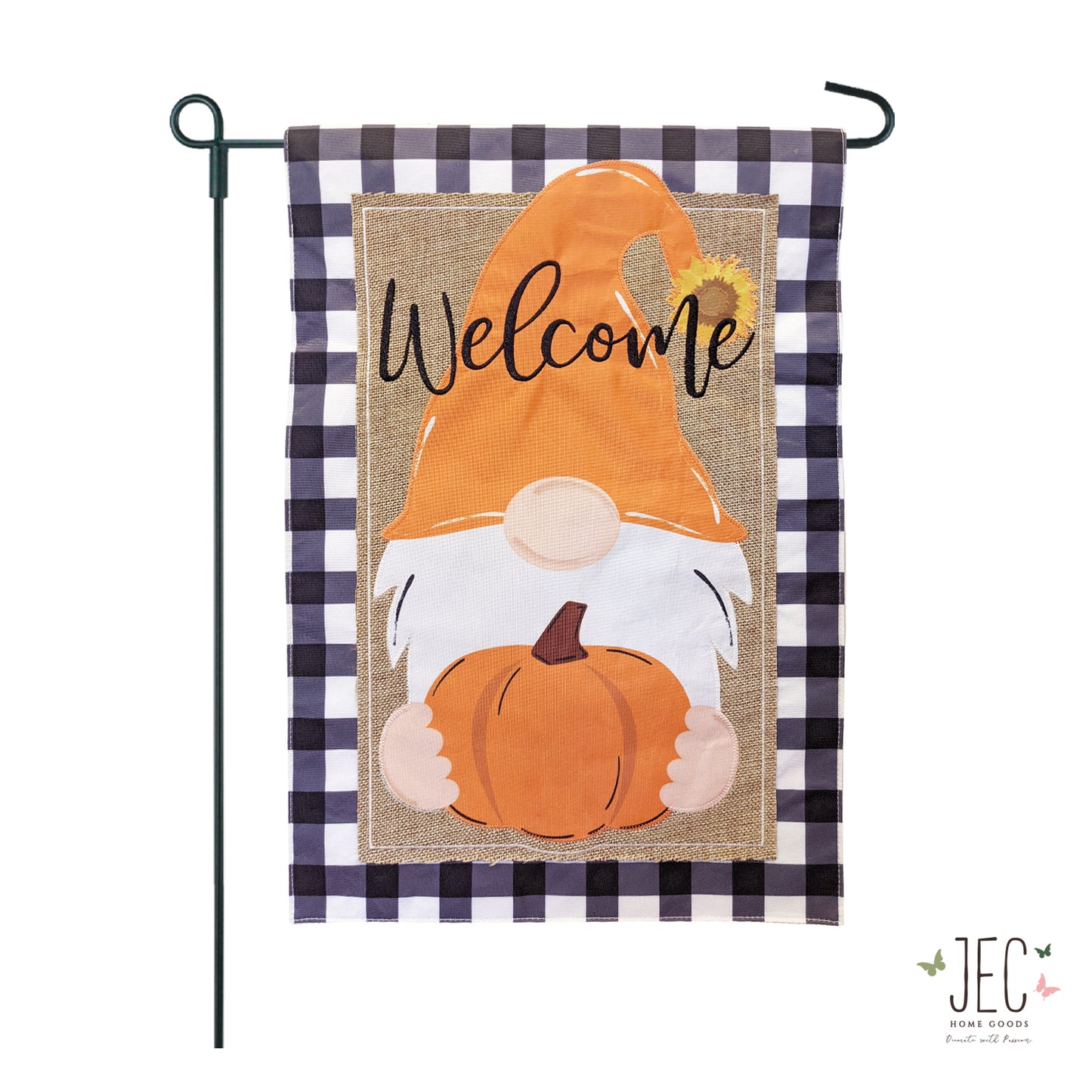 Fall Gnome Burlap 2-Sided Garden Flag 12.5x18"