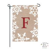 Snowflakes Monogram Burlap 2-Sided Garden Flag 12.5x18"