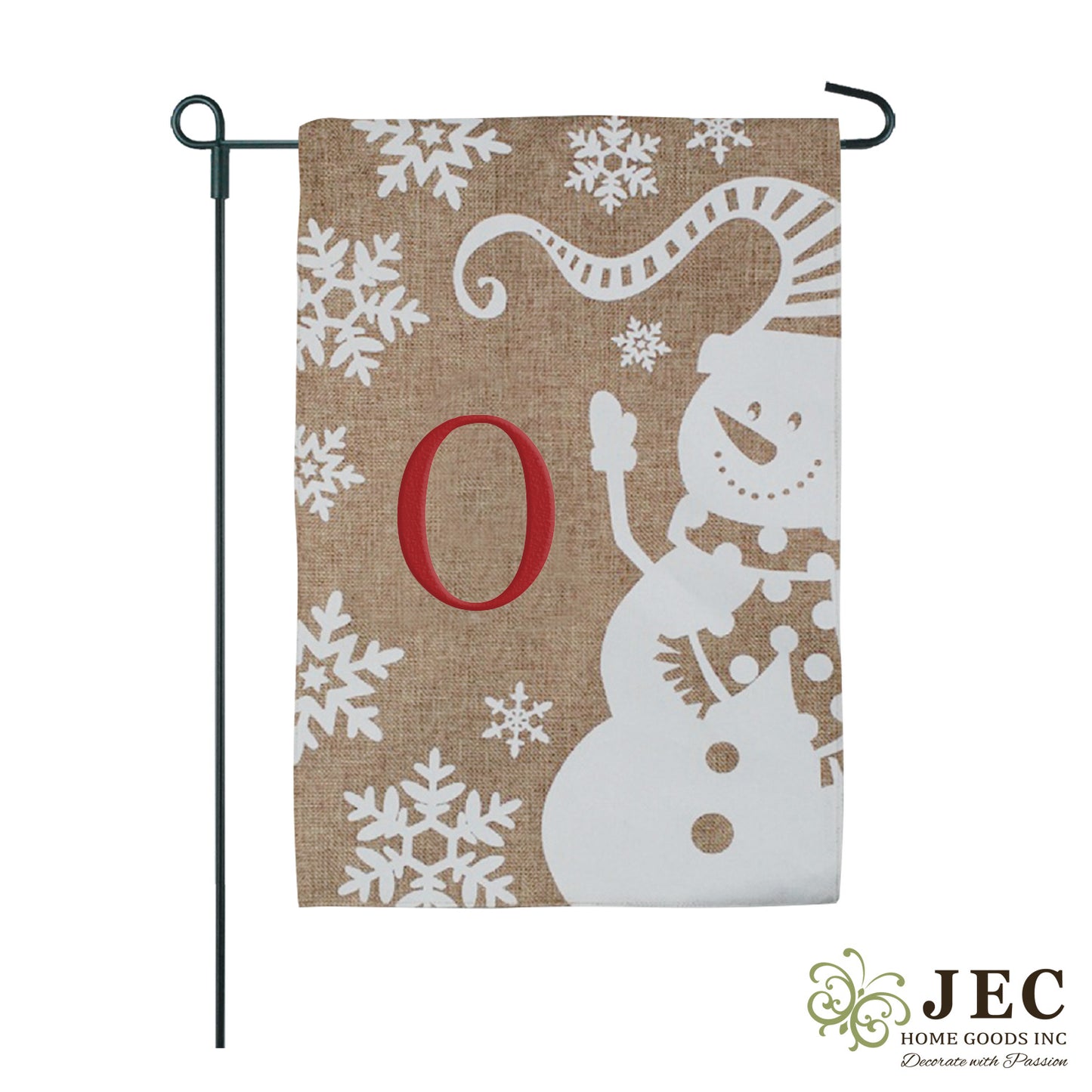 Snowman Monogram Burlap 2-Sided Garden Flag 12.5x18"