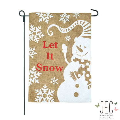 Christmas Snowman Burlap 2-Sided Garden Flag 12.5x18"