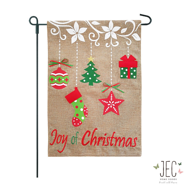 Joy of Christmas Burlap 2-Sided Garden Flag 12.5x18"