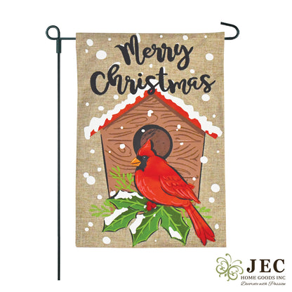 Christmas Winter Cardinal Burlap 2-Sided Garden Flag 12.5x18"