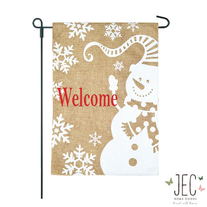 Christmas Snowman Burlap 2-Sided Garden Flag 12.5x18"