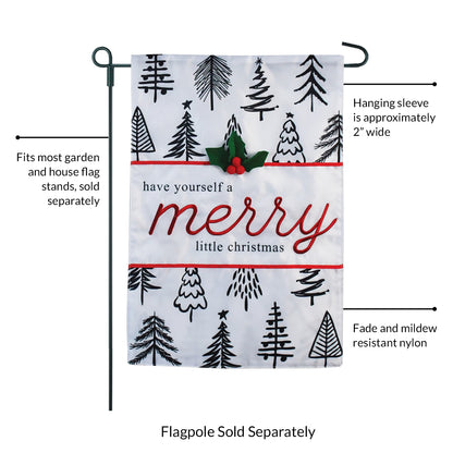 Merry Little Christmas Trees 2-Sided Garden Flag 12.5x18"