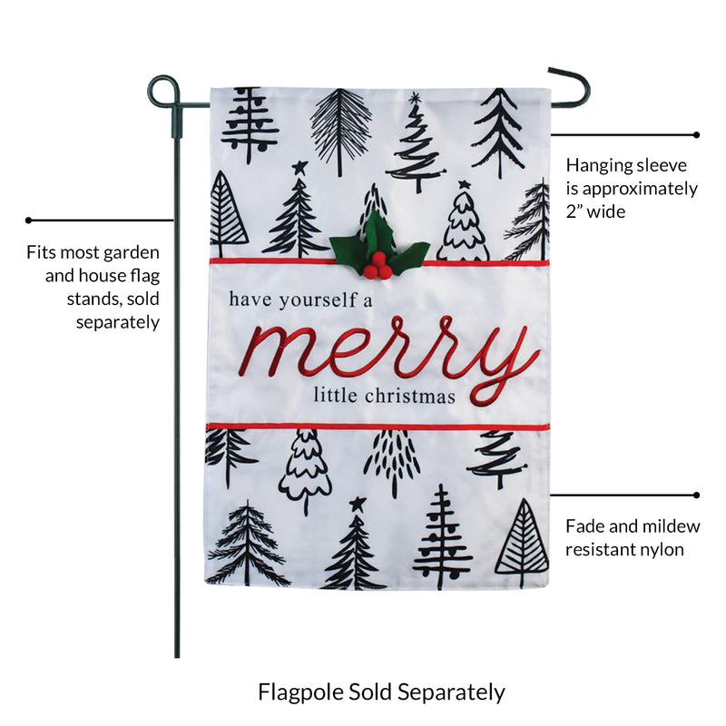 Merry Little Christmas Trees 2-Sided Garden Flag 12.5x18"