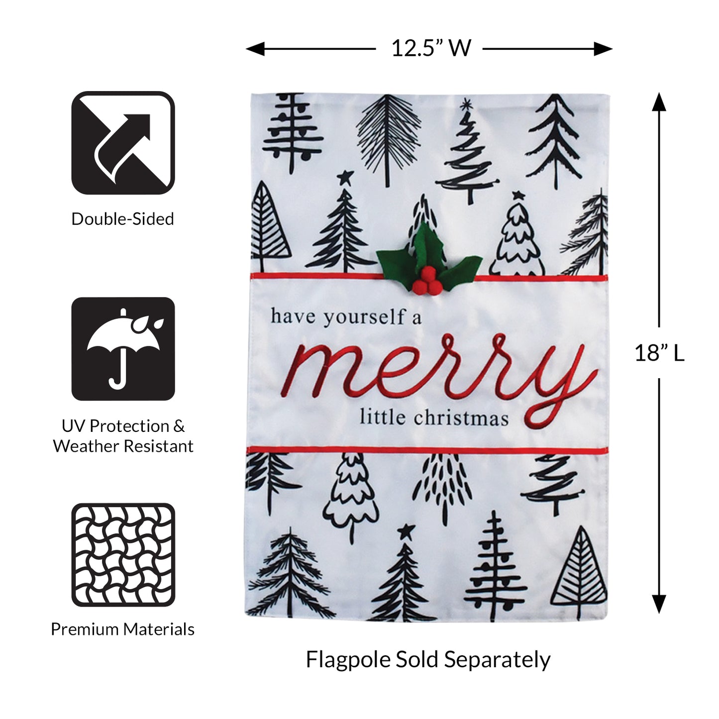 Merry Little Christmas Trees 2-Sided Garden Flag 12.5x18"