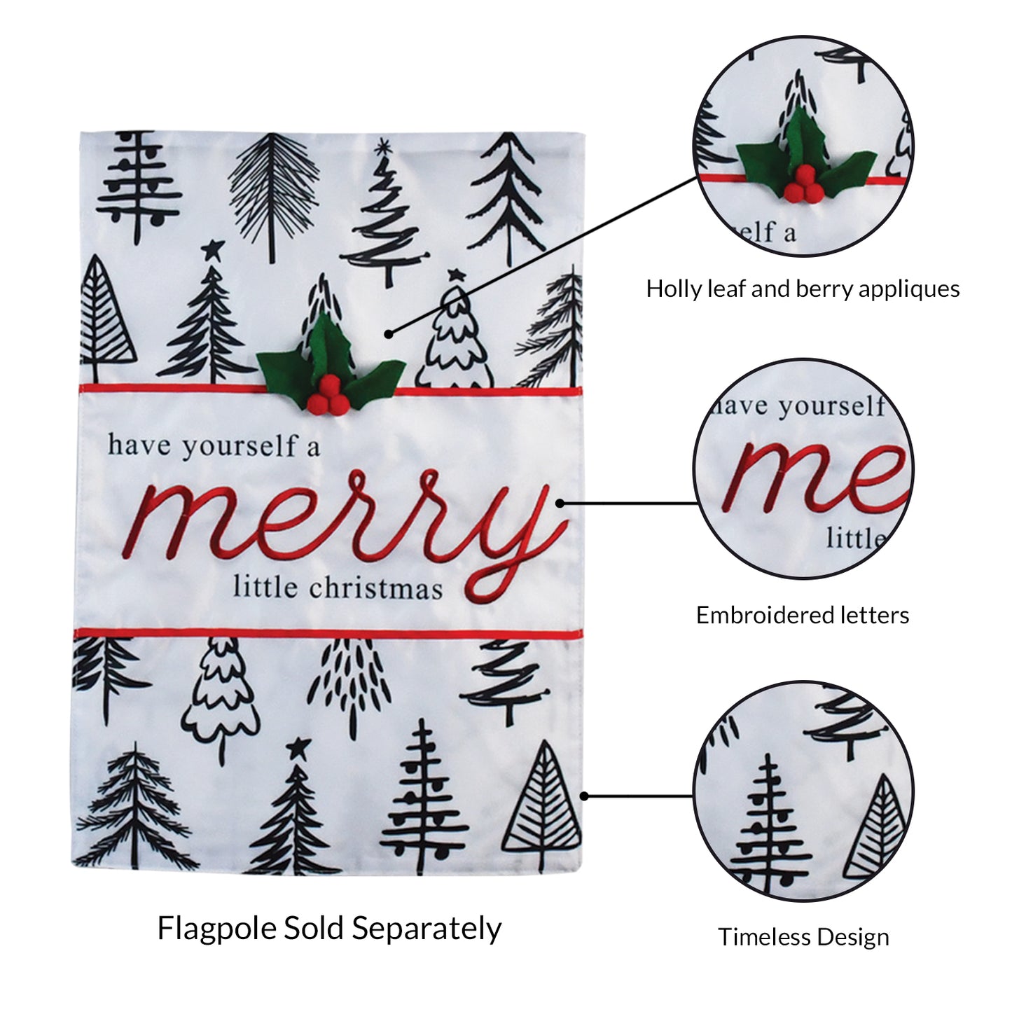 Merry Little Christmas Trees 2-Sided Garden Flag 12.5x18"