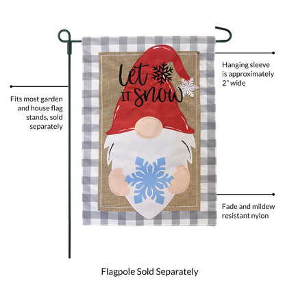 Winter Gnome 2-Sided Burlap Garden Flag 12.5x18"