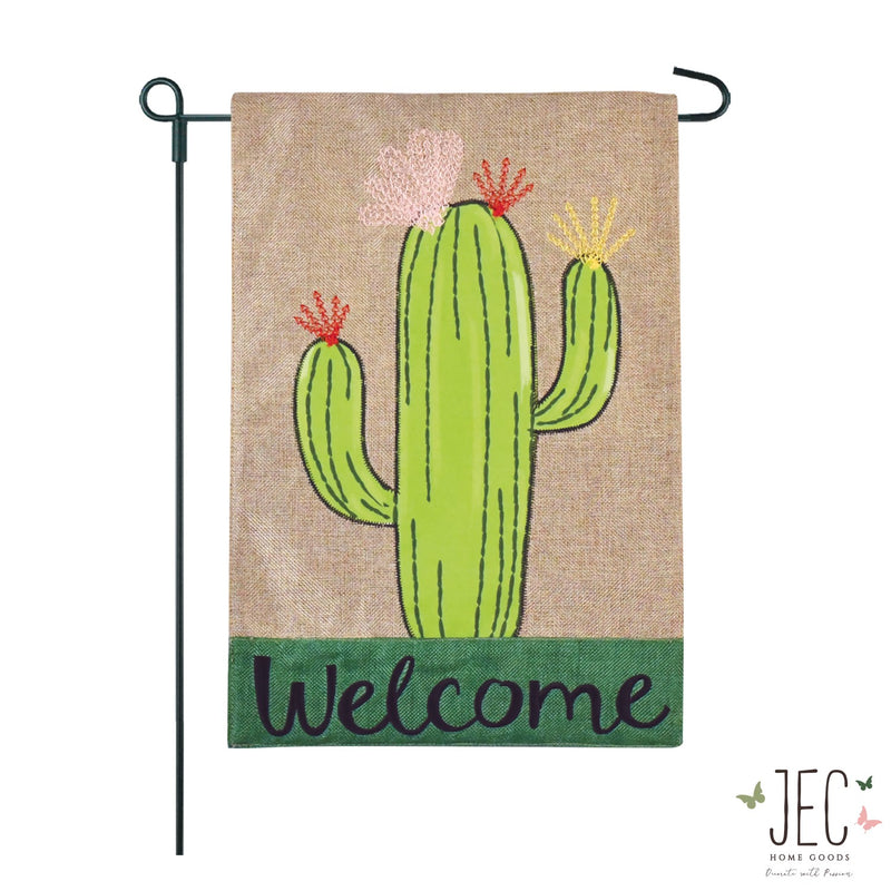 Cactus Burlap 2-Sided Garden Flag 12.5x18"