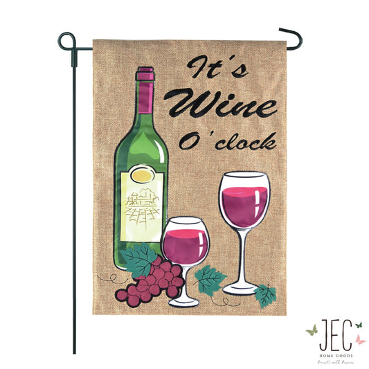 Wine Burlap 2-Sided Garden Flag 12.5x18"