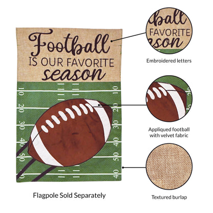 Football Burlap 2-Sided Garden Flag 12.5x18"