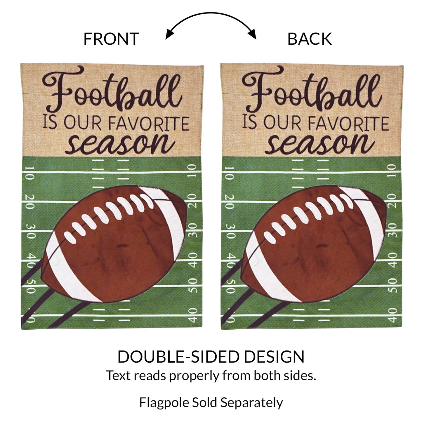 Football Burlap 2-Sided Garden Flag 12.5x18"