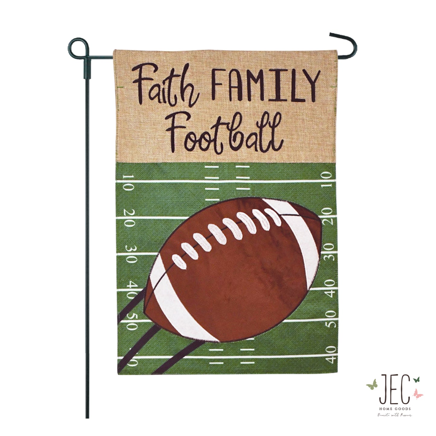 Football Burlap 2-Sided Garden Flag 12.5x18"