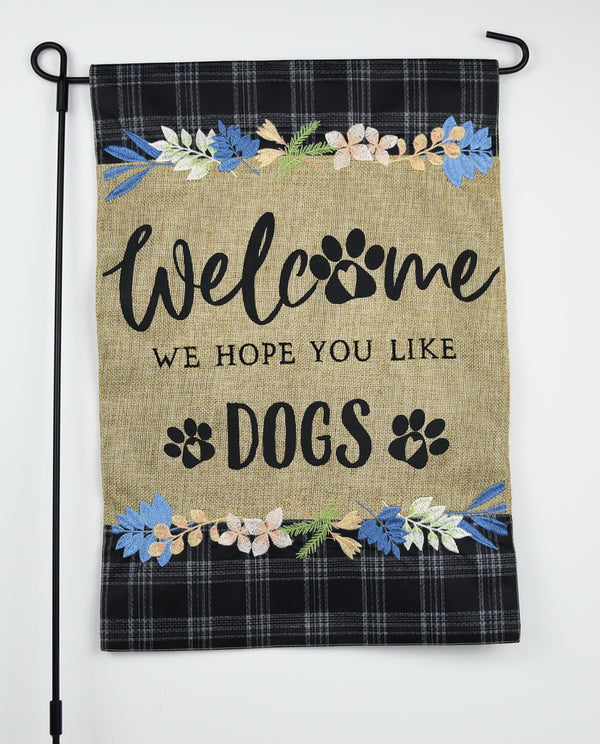 Welcome Dogs Burlap 2-Sided Garden Flag 12.5x18"