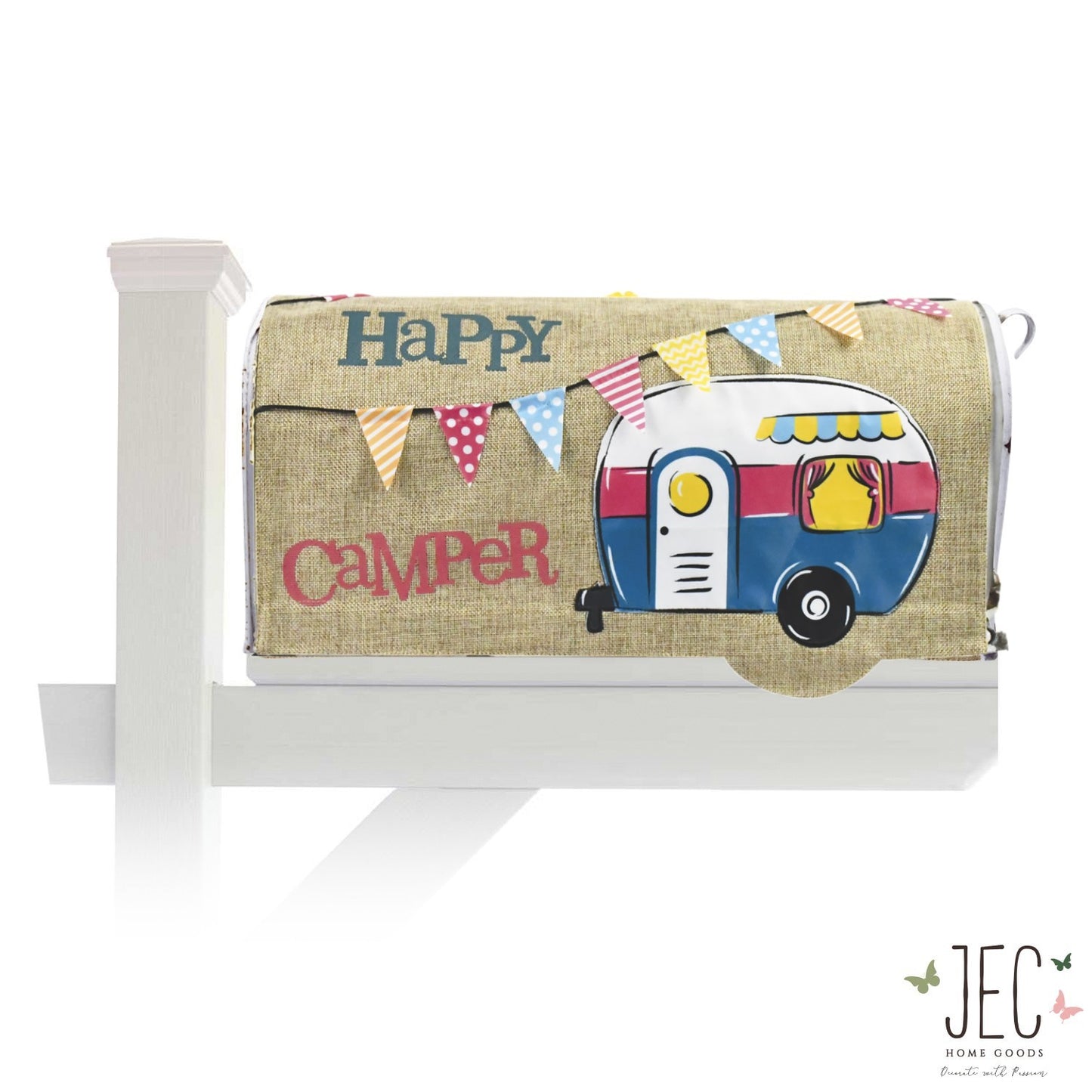 Camper Burlap Mailbox Cover