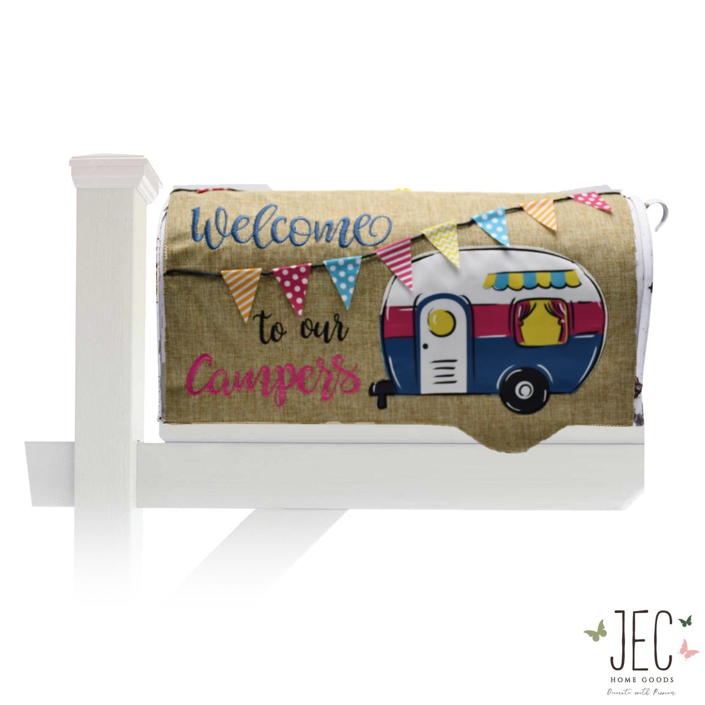 Camper Burlap Mailbox Cover