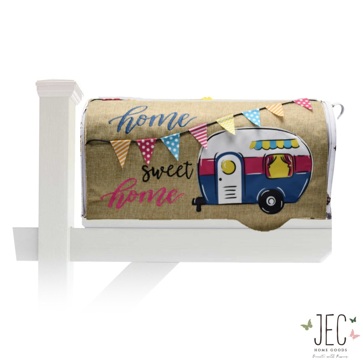 Camper Burlap Mailbox Cover