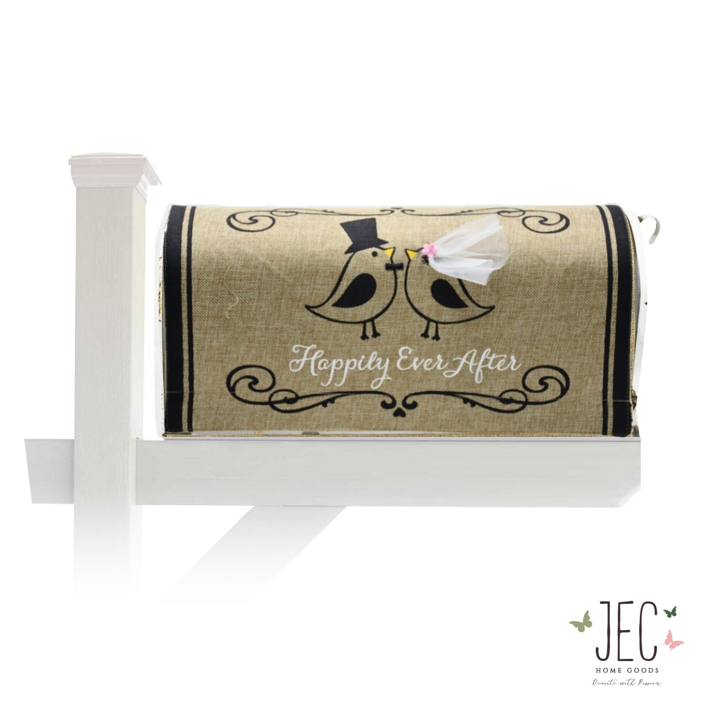 Celebration Birds Burlap Mailbox Cover