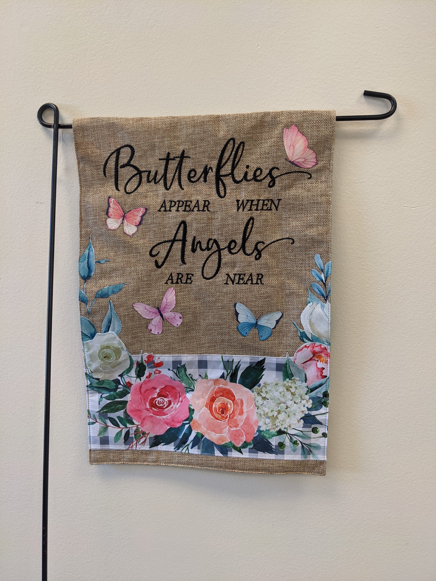 Butterflies Floral 2-Sided Burlap Garden Flag 12.5x18"