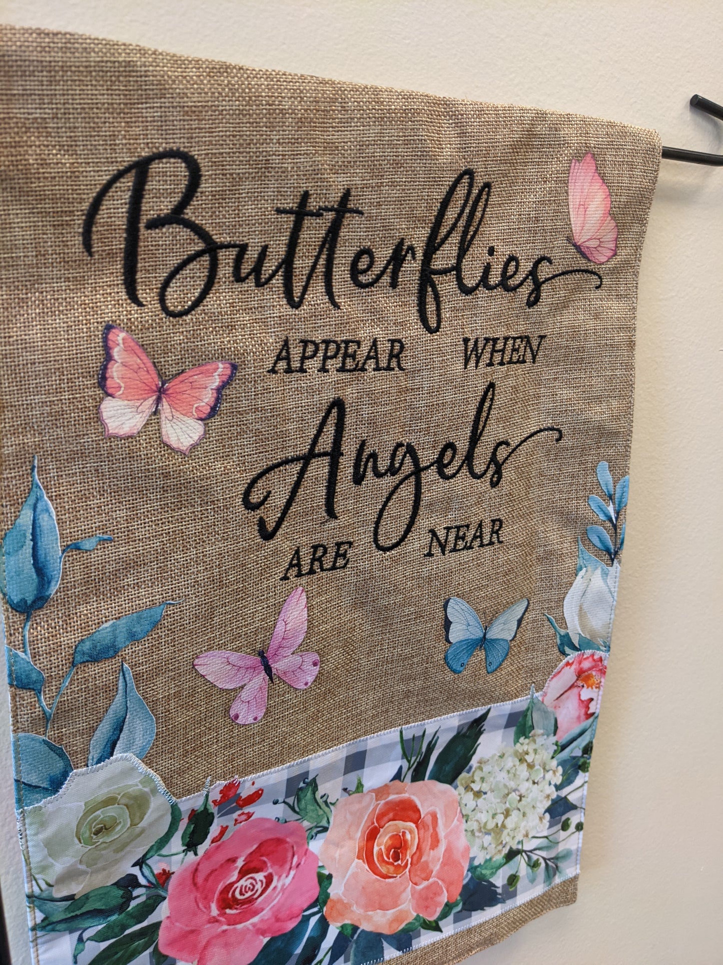 Butterflies Floral 2-Sided Burlap Garden Flag 12.5x18"