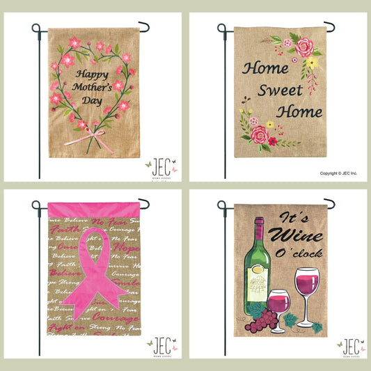 Mothers Garden Flags Set Burlap 2-Sided Garden Flag 12.5x18"