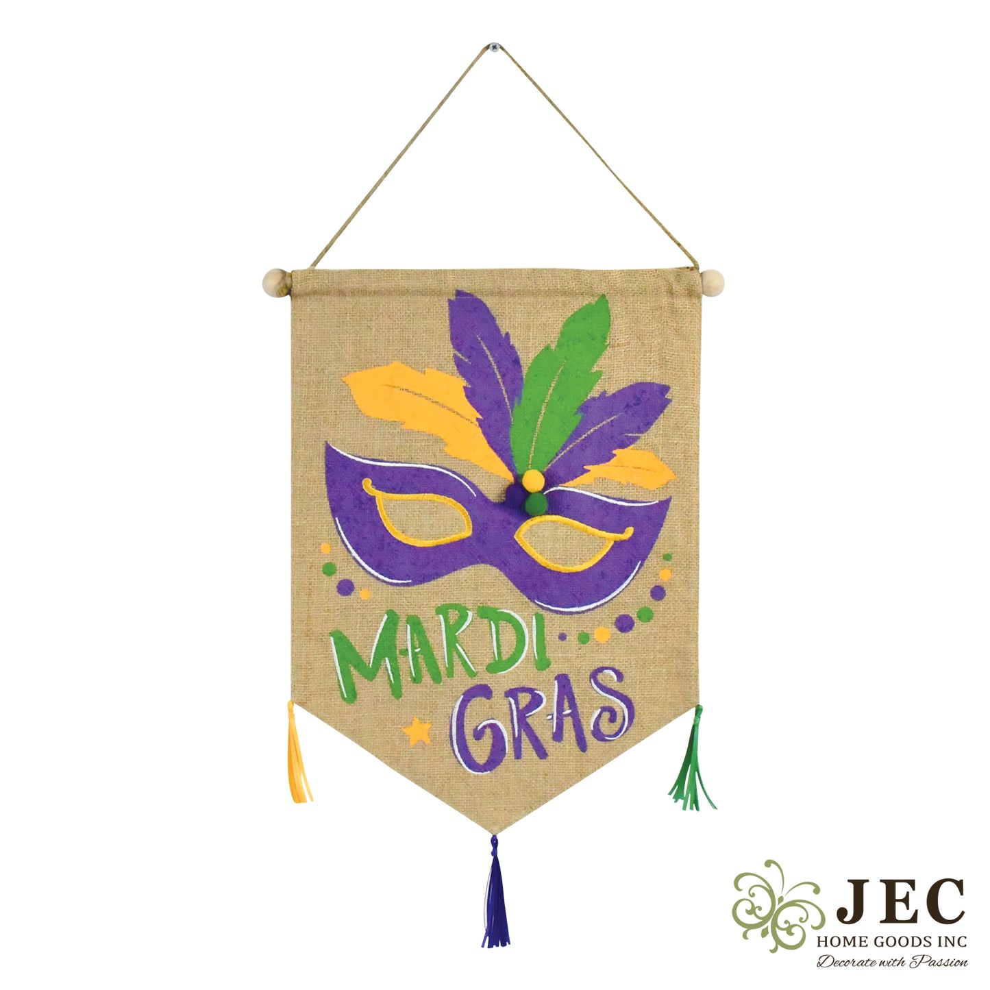 Mardi Gras Mask Burlap Wall Décor 18" x14.5”