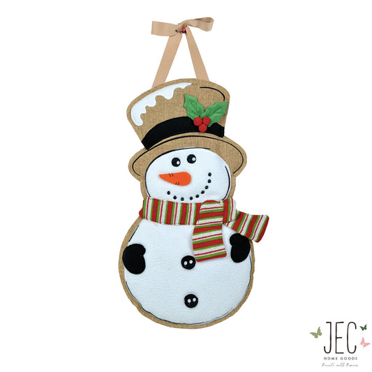 Snowman Burlap Wall Décor 11"x20"