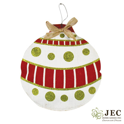 Christmas Ornament Burlap Puffy Wall Hanging Rustic Porch Door Décor 12"x12" (Set of 3)