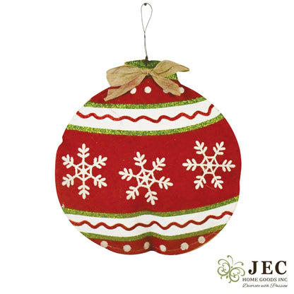 Christmas Ornament Burlap Puffy Wall Hanging Rustic Porch Door Décor 12"x12" (Set of 3)